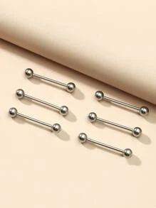 6pcs/set Minimalist Tongue Stud Stainless Steel Fashion Punk Perfect Piercing For Women & Men Body Jewelry Gift