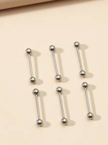 6pcs/set Minimalist Tongue Stud Stainless Steel Fashion Punk Perfect Piercing For Women & Men Body Jewelry Gift