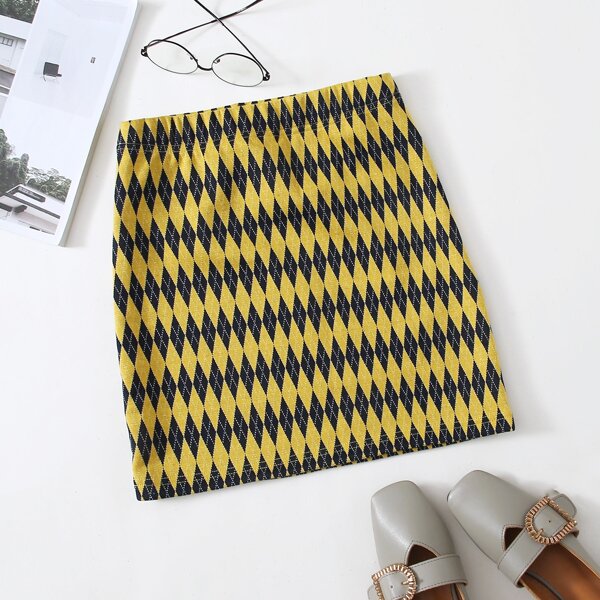

Argyle Print Skirt, Multicolor