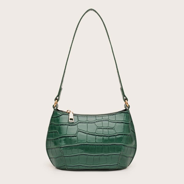 

Croc Embossed Shoulder Bag, Green