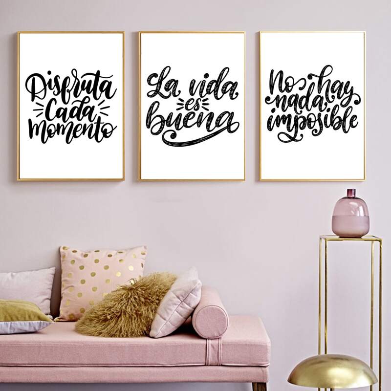 

3pcs Slogan Graphic Wall Painting Without Frame, White