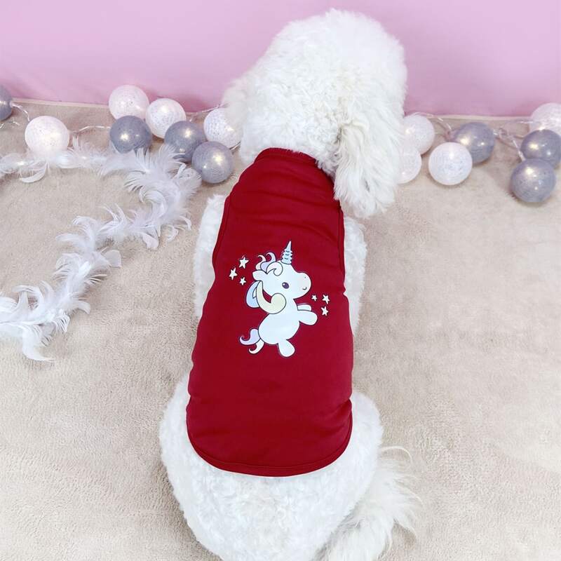 

Cartoon Unicorn Graphic Pet Tank, Red
