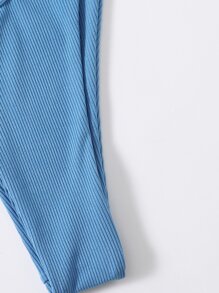 Rib High Cut Bikini Panty, For Summer Beach Vacation - Blue - View 5