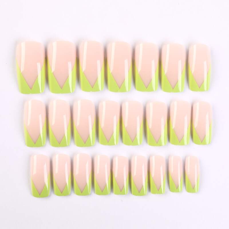 

24pcs Two Tone Fake Nail, Green