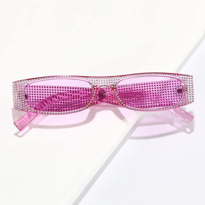 

Rhinestone Rectangle Frame Sunglasses