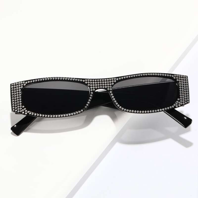 

Rhinestone Rectangle Frame Sunglasses