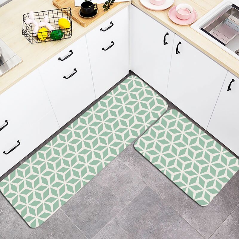 

1pc Geometric Pattern Floor Mat, Green