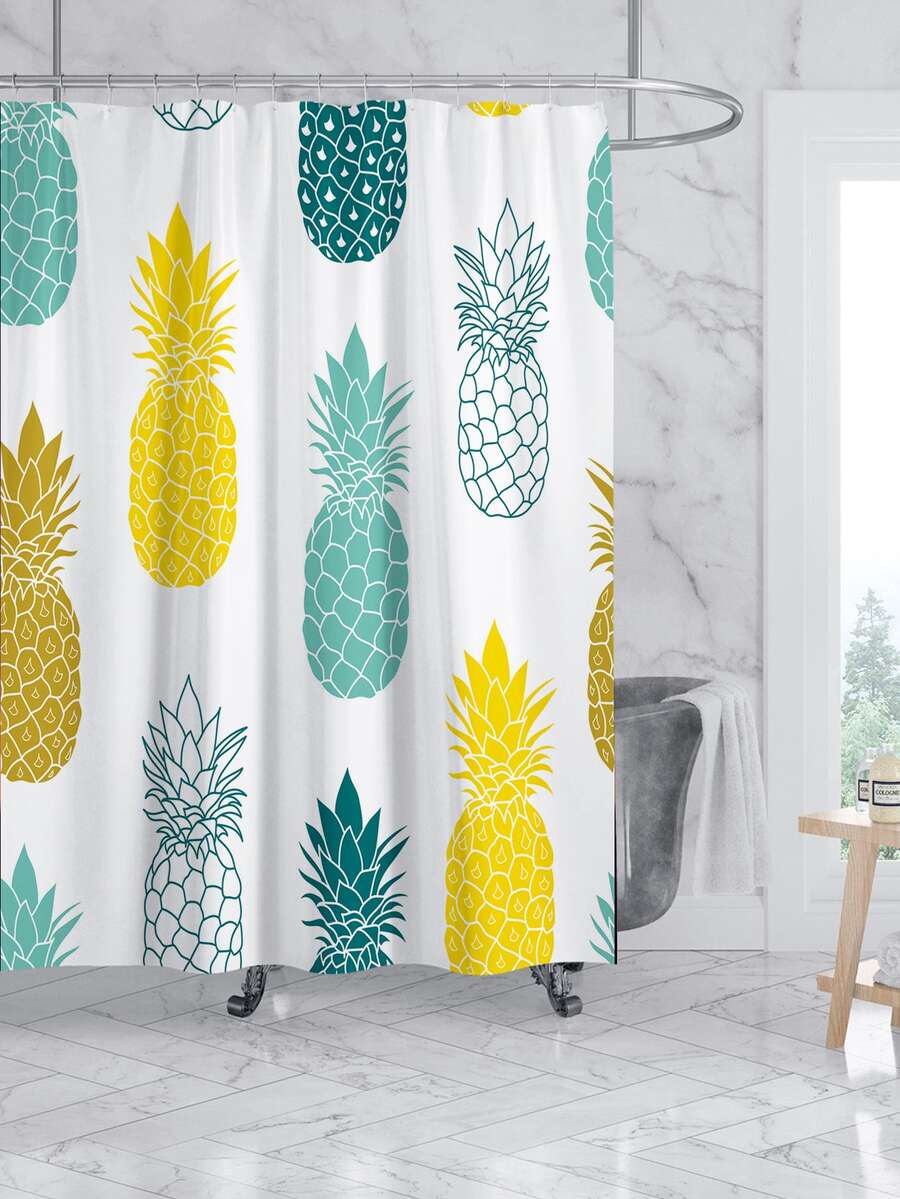 鳳梨圖案浴簾 - 彩色 - 查看 1