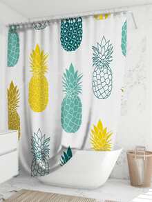 鳳梨圖案浴簾 - 彩色 - 查看 3