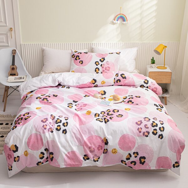 

Kids Leopard Print Duvet Cover Set Without Filler, Pink