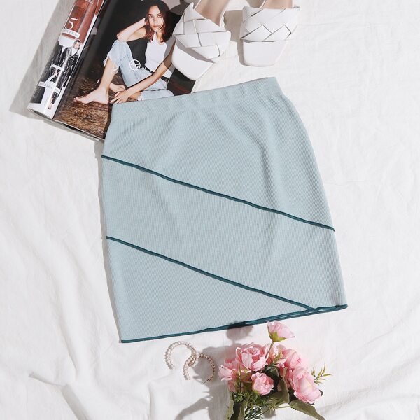 

Solid Mini Bodycon Skirt, Pastel baby blue