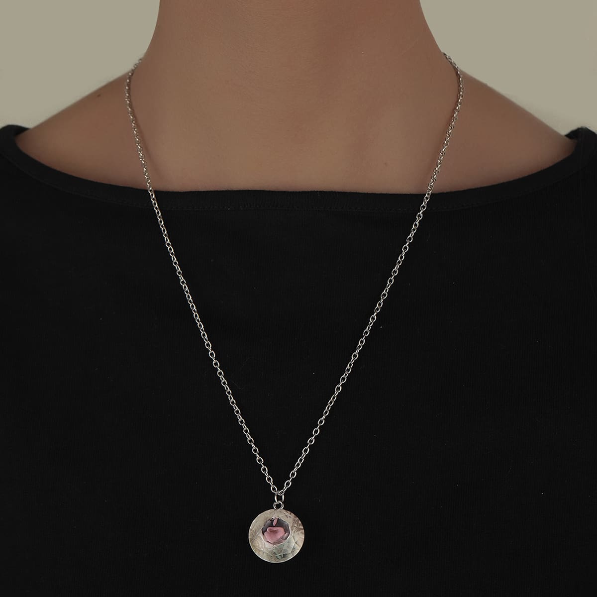

Crystal Pendant Necklace, Silver