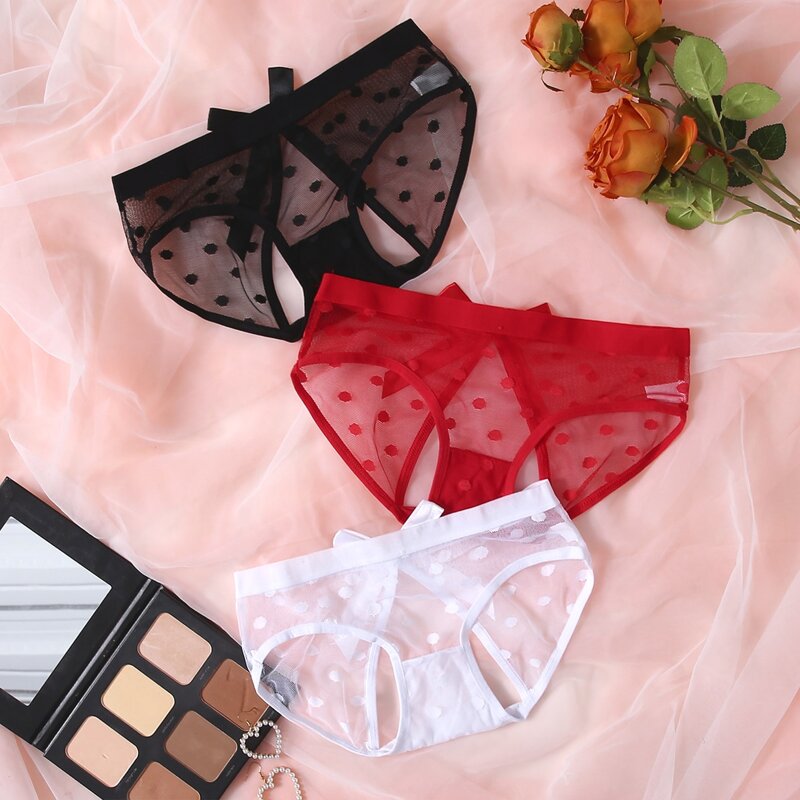 

3pack Polka Dot Cut-out Mesh Panty Set, Multicolor