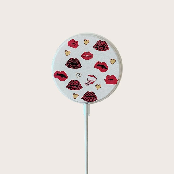 

Lips Print MagSafe Charger Case, White