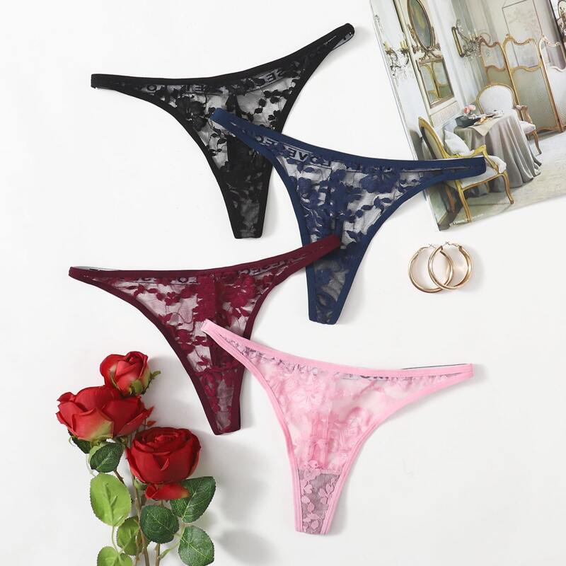

4pack Floral Lace Panty Set, Multicolor