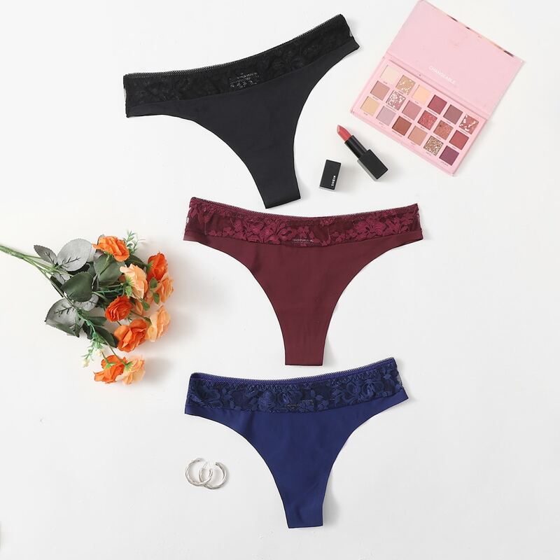 

3pack Lace Trim Panty Set, Multicolor