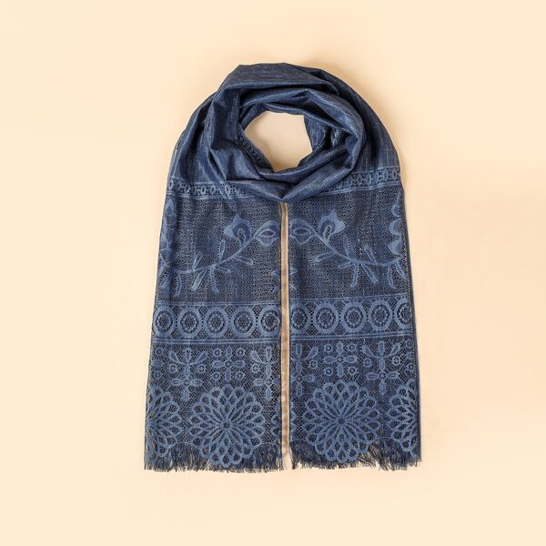 

Flower Lace Scarf, Navy blue