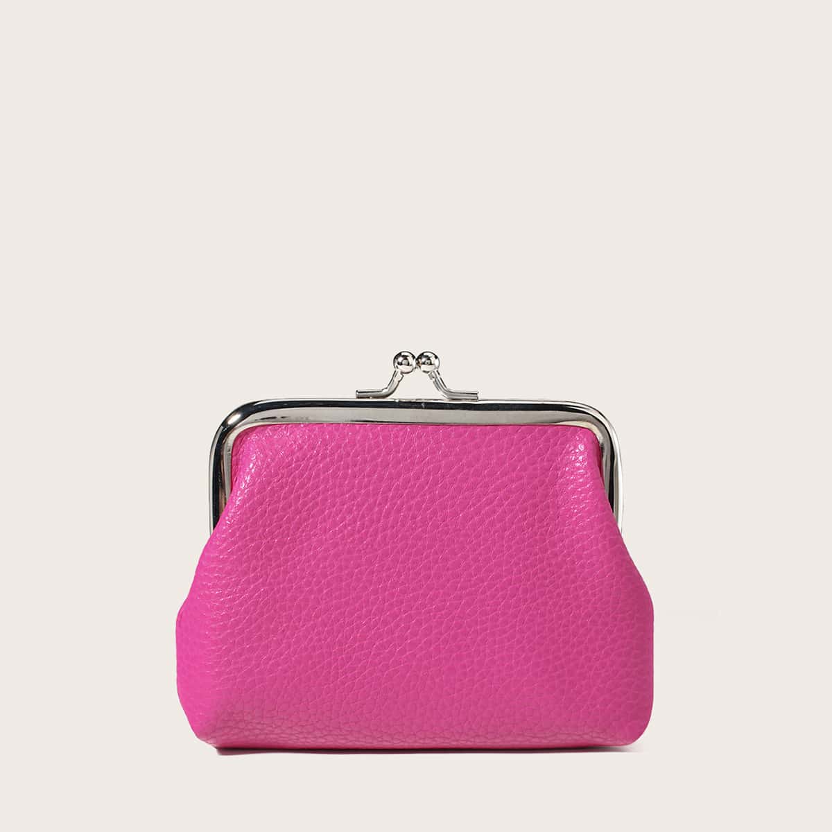 

Solid Kiss Lock Purse, Hot pink