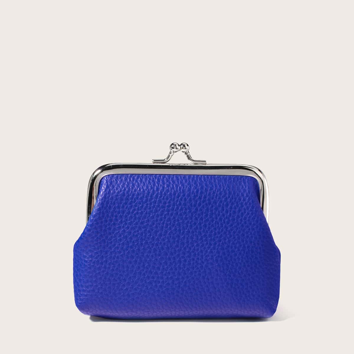 

Solid Kiss Lock Purse, Blue