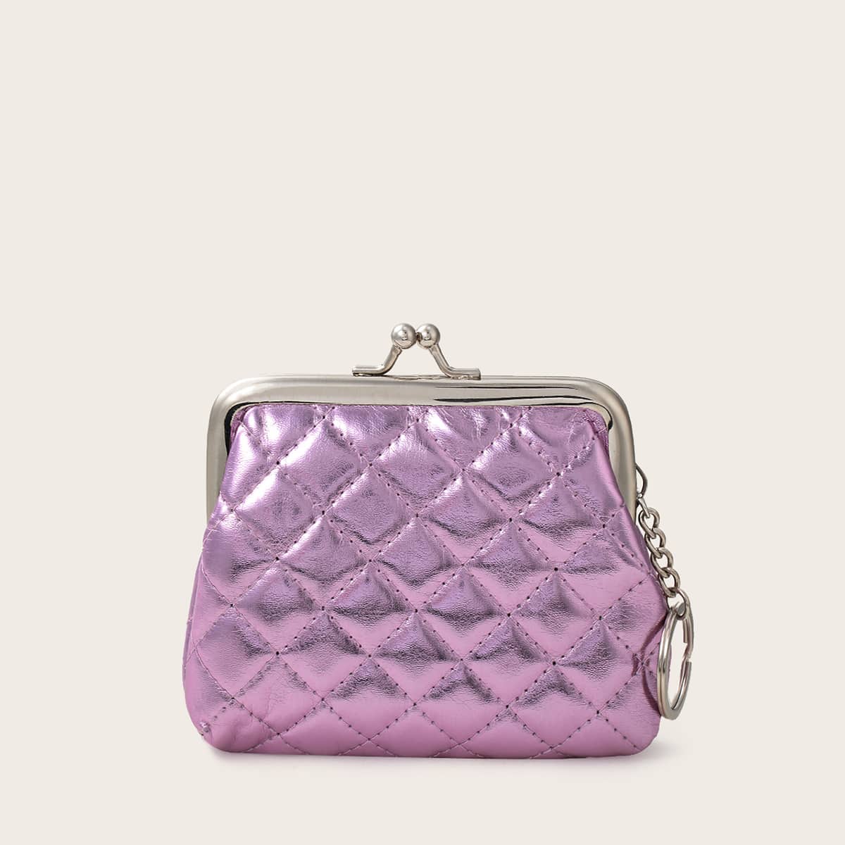 

Quilted Kiss Lock Purse, Purple