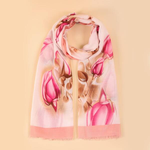

Flower Pattern Scarf, Pink