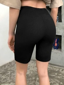 SHEIN Unity High Waist Cycling Shorts - Black - View 2