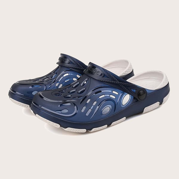 

Men Hollow Out Slingback Vented Clogs, Blue