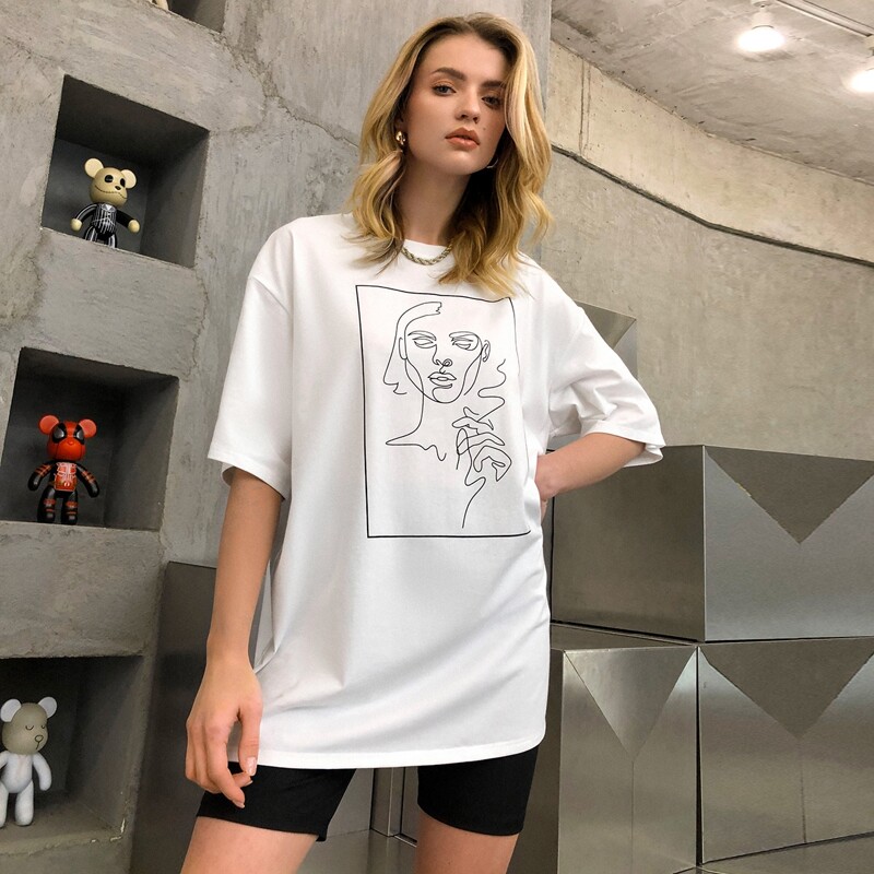 

Figure Drop Shoulder Longline Tee, White