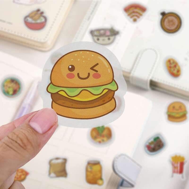 

40pcs Cartoon Food Sticker, Multicolor