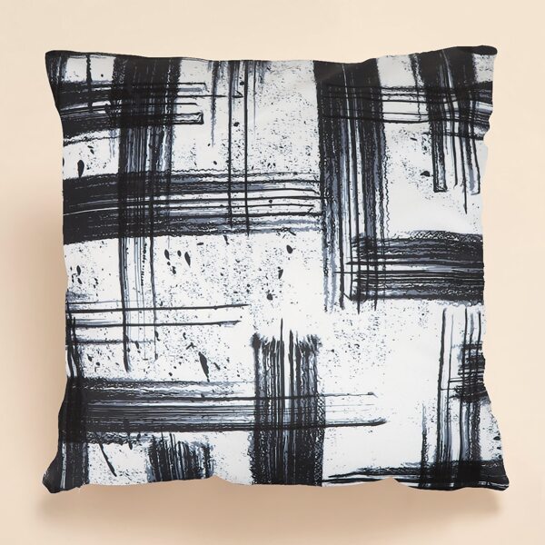 

Graphic Print Cushion Cover Without Filler, Black and white
