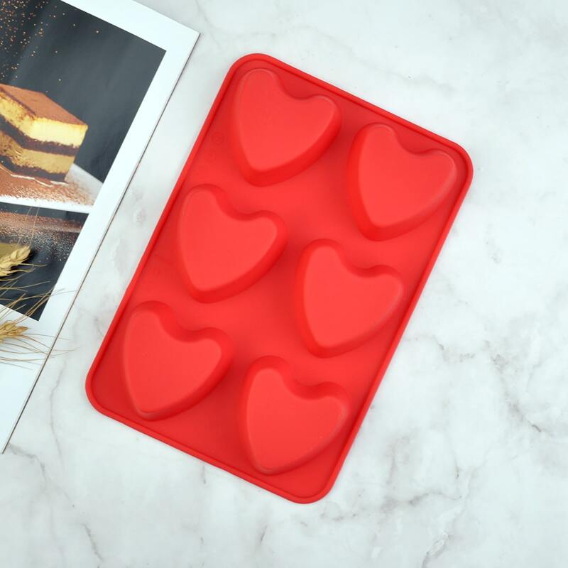 

1pc 6 Grid Heart Cake Mold, Red