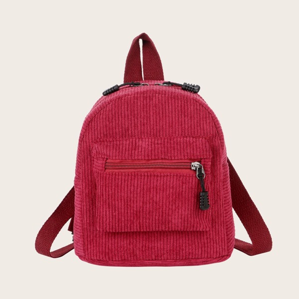 

Pocket Front Corduroy Backpack, Red