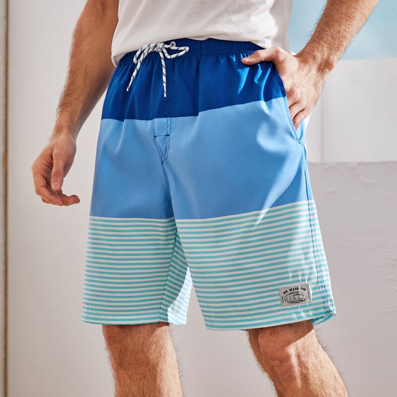 

Guys Striped Cut And Sew Swim Shorts, Multicolor