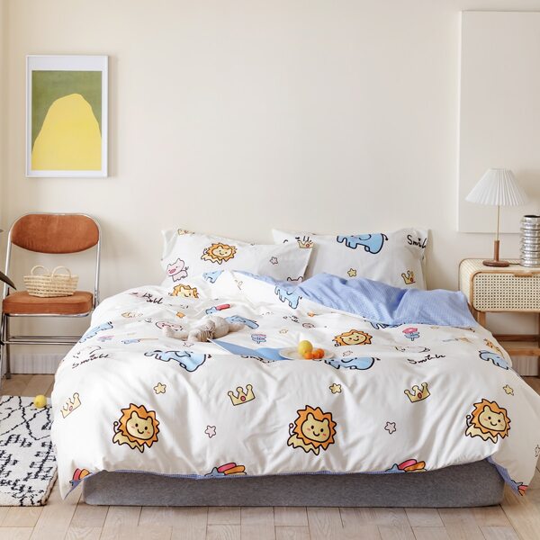 

Cartoon Graphic Duvet Cover Set Without Filler, Multicolor