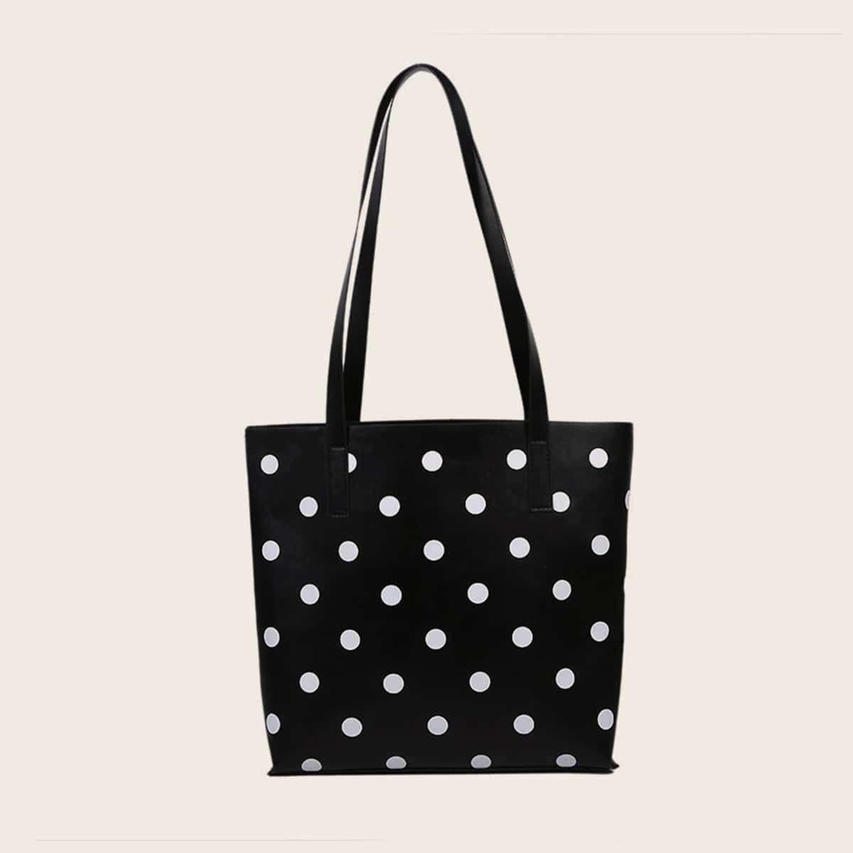 

Polka Dot Tote Bag, Black