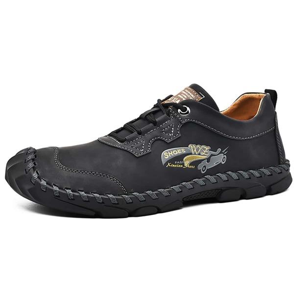 

Men Lace-up Front Stitch Sole Dress Shoes, Black