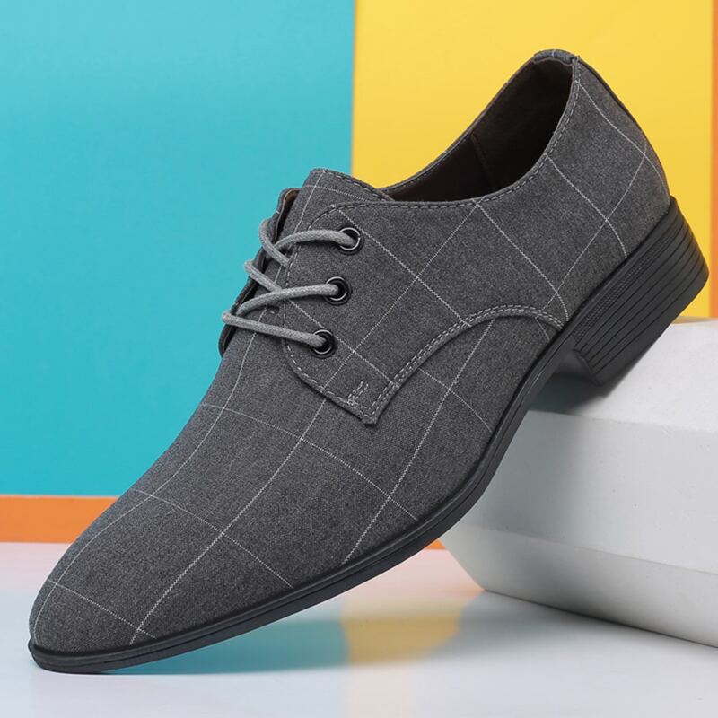 

Guys Lace-up Front Plaid Dress Shoes, Grey