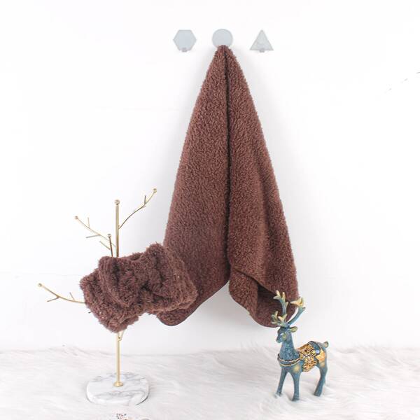 

1pc Solid Towel & 1pc Bath Headband, Brown