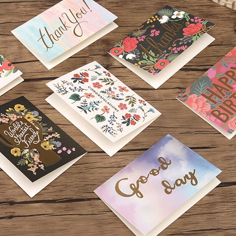 

1pc Random Floral & Slogan Greeting Card, Multicolor