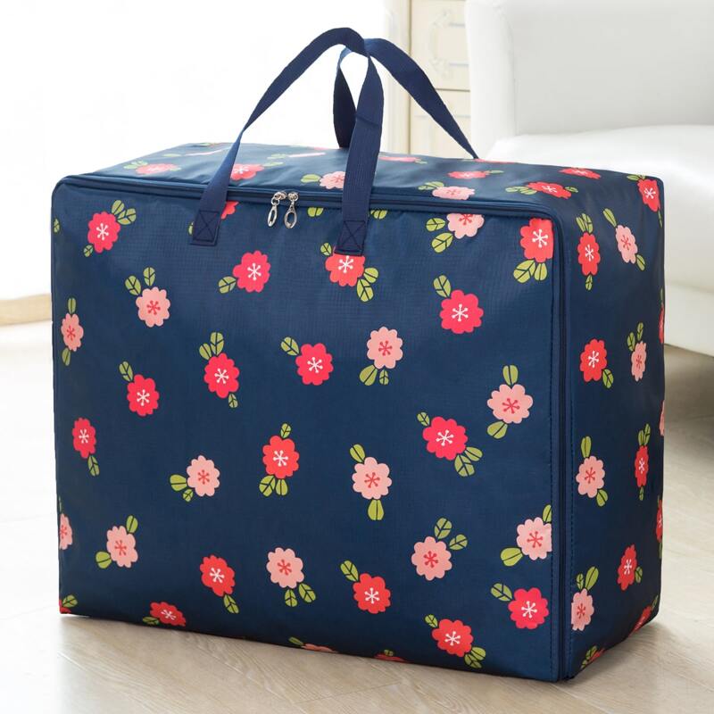

Flower Print Quilt Storage Bag, Blue
