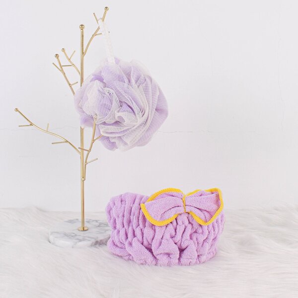 

1pc Bath Headband & 1pc Foaming Ball, Purple