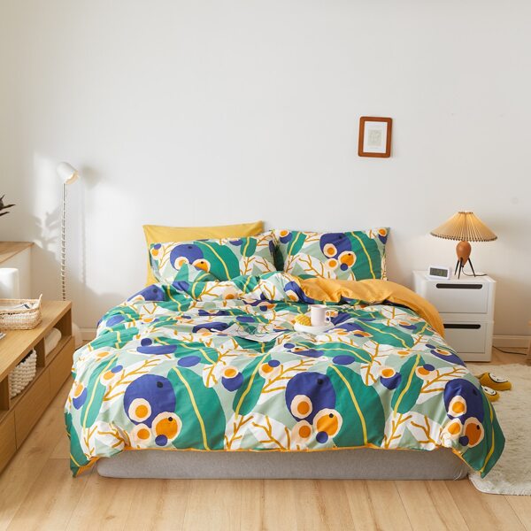 

Plant Print Duvet Cover Set Without Filler, Multicolor