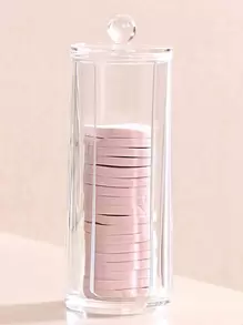 Cosmetic Facial Pad Holder, 1pc Acrylic Makeup Organizer, Cosmetic Facial Pad Organizer Container, Bathroom Jars For Round Pad, Cosmetic Makeup Storage Box With Lid, For Dresser, Bathroom, Vanity & Countertop - Clear - View 4