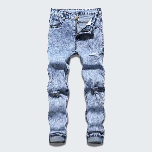

Men Ripped Skinny Jeans, Light wash