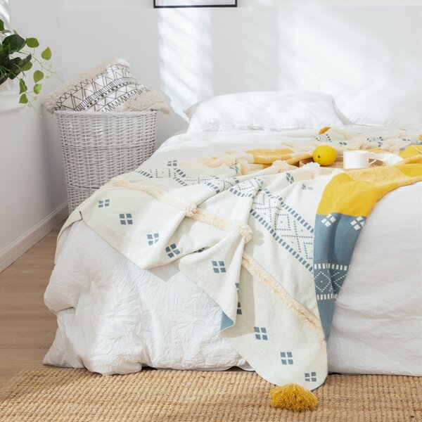 

Geometric Pattern Knitted Blanket, Multicolor