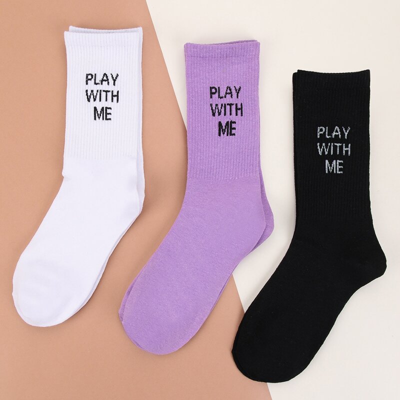 

3pairs Letter Graphic Ankle Socks, Multicolor