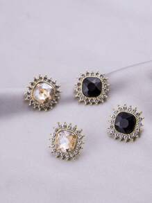 2對水鑽裝飾耳釘 - 彩色 - 查看 2