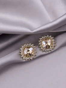 2對水鑽裝飾耳釘 - 彩色 - 查看 3