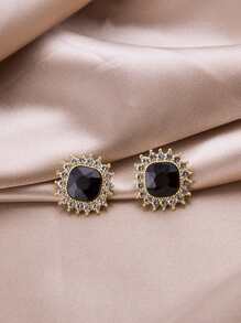 2對水鑽裝飾耳釘 - 彩色 - 查看 4