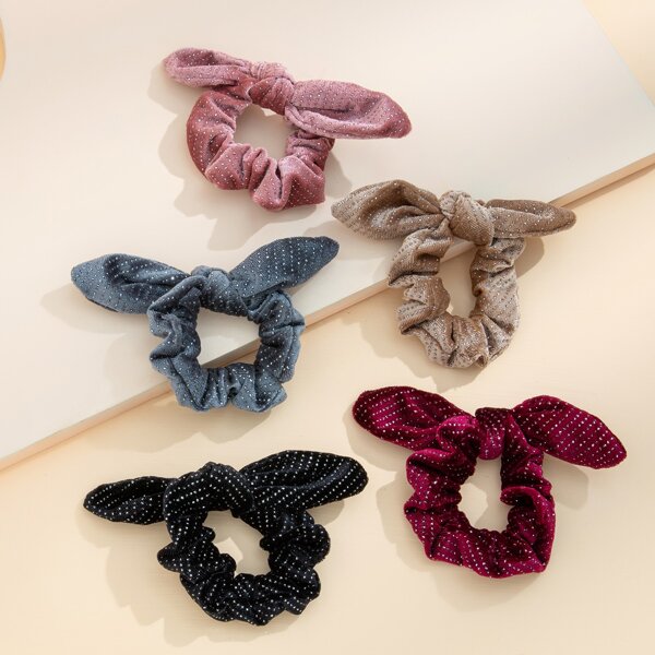 

5pcs Knot Detail Hair Tie, Multicolor